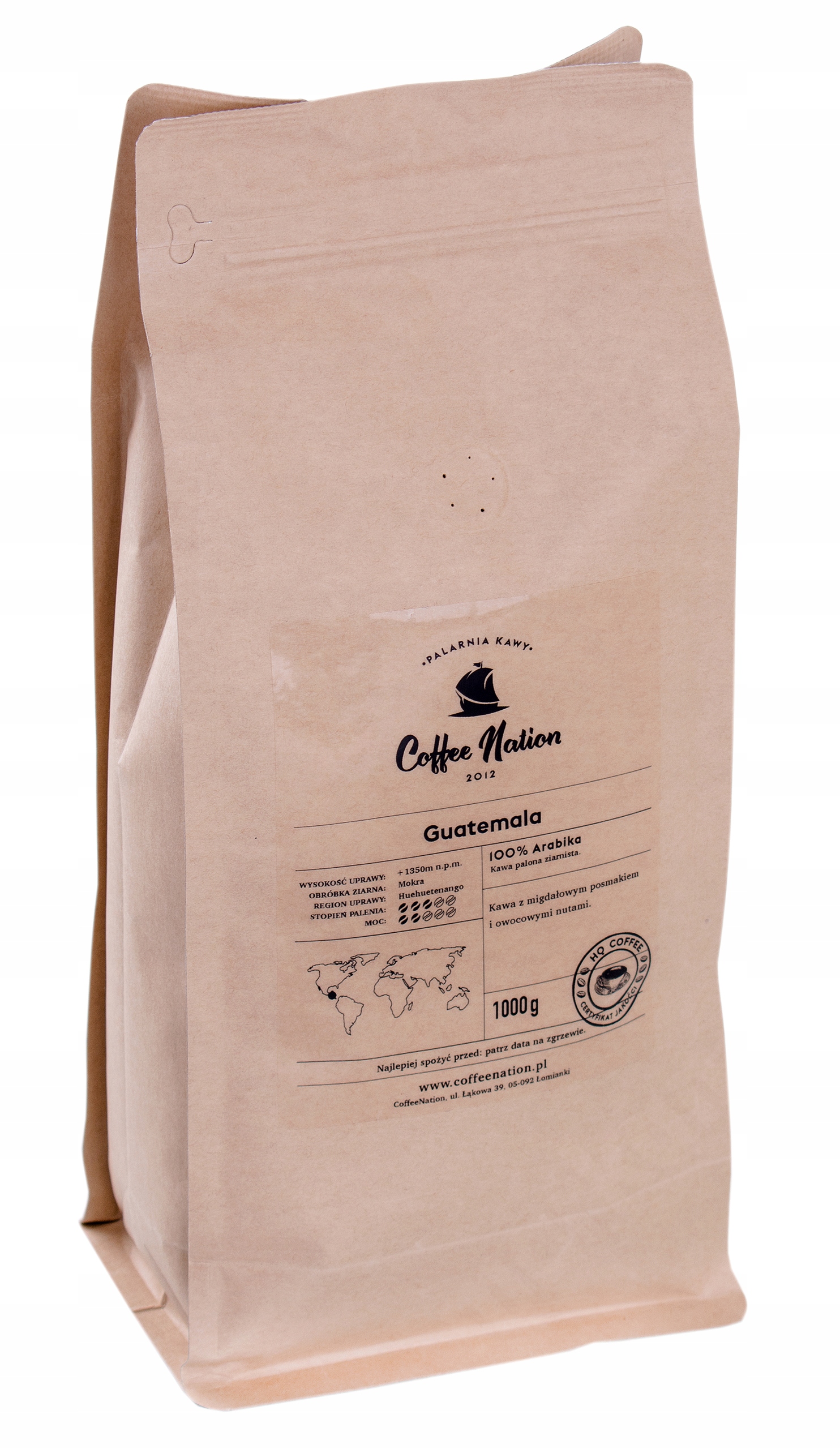 Kawa Ziarnista Coffee Nation 100 Arabica GUATEMALA 1 Kg 6061042626