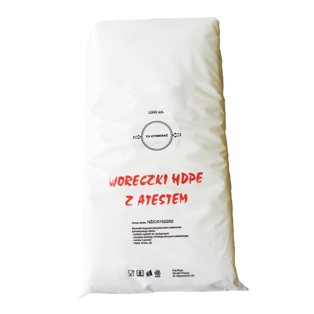 WORECZKI ŚNIADANIOWE WORKI SPOŻYWCZE TOREBKI HDPE Z ATESTEM 14x4x26 14X26