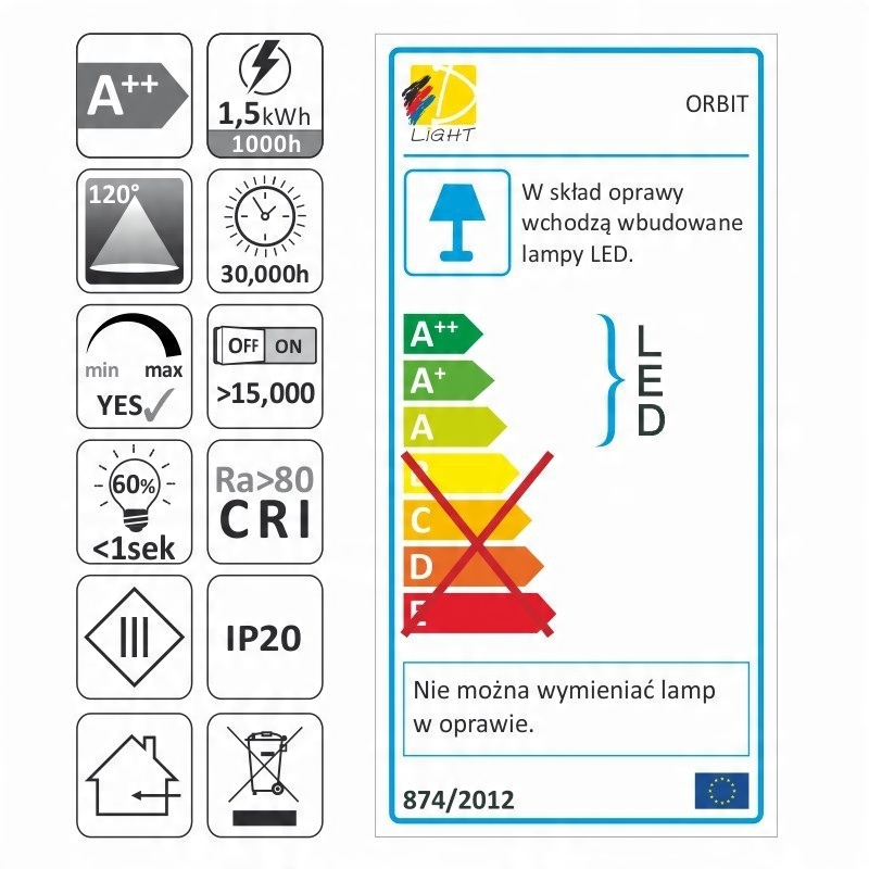 OPRAWA LED orbit srebrna 1.5W 12VDC neutralna Moc 1.5 W