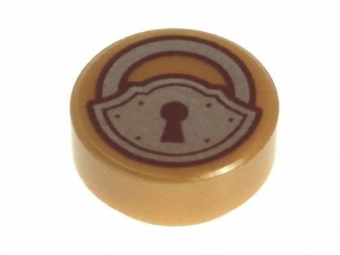 

Lego Płytka nadruk kłódka 98138pb012 złota perłowa
