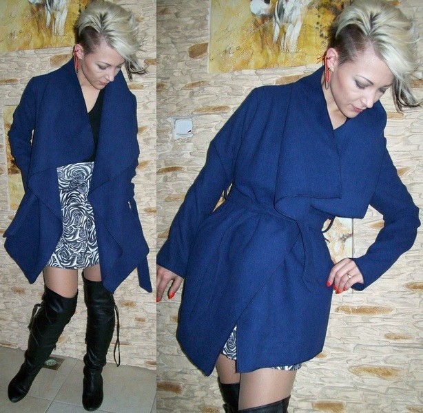 LUKSUSOWY PŁASZCZ asymetryczny FLAUSZ WIOSNA! Rozmiar uniwersalny