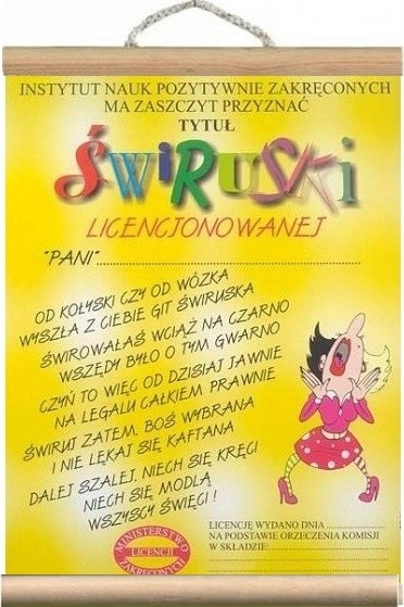 

Dyplom śmieszny Urodziny Dziewczyny 18 40