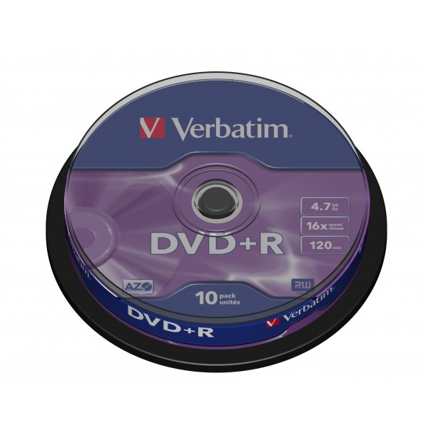 

Verbatim Dvd+r 4,7GB 16x cake 10 sztuk Azo