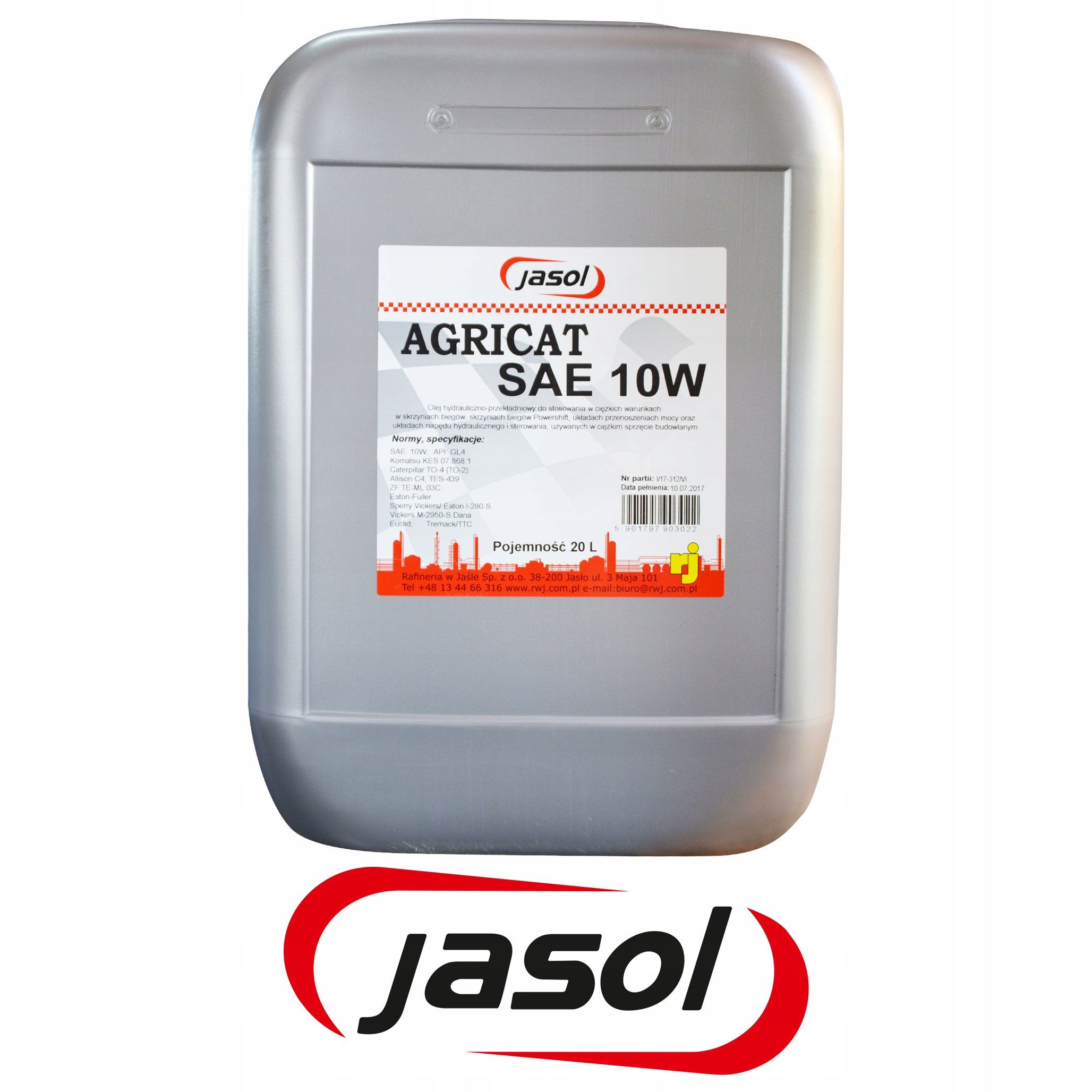 Olej Wielofunkcyjny PTF JASOL AGRICAT SAE10W - 20L EAN (GTIN) 5901797945077