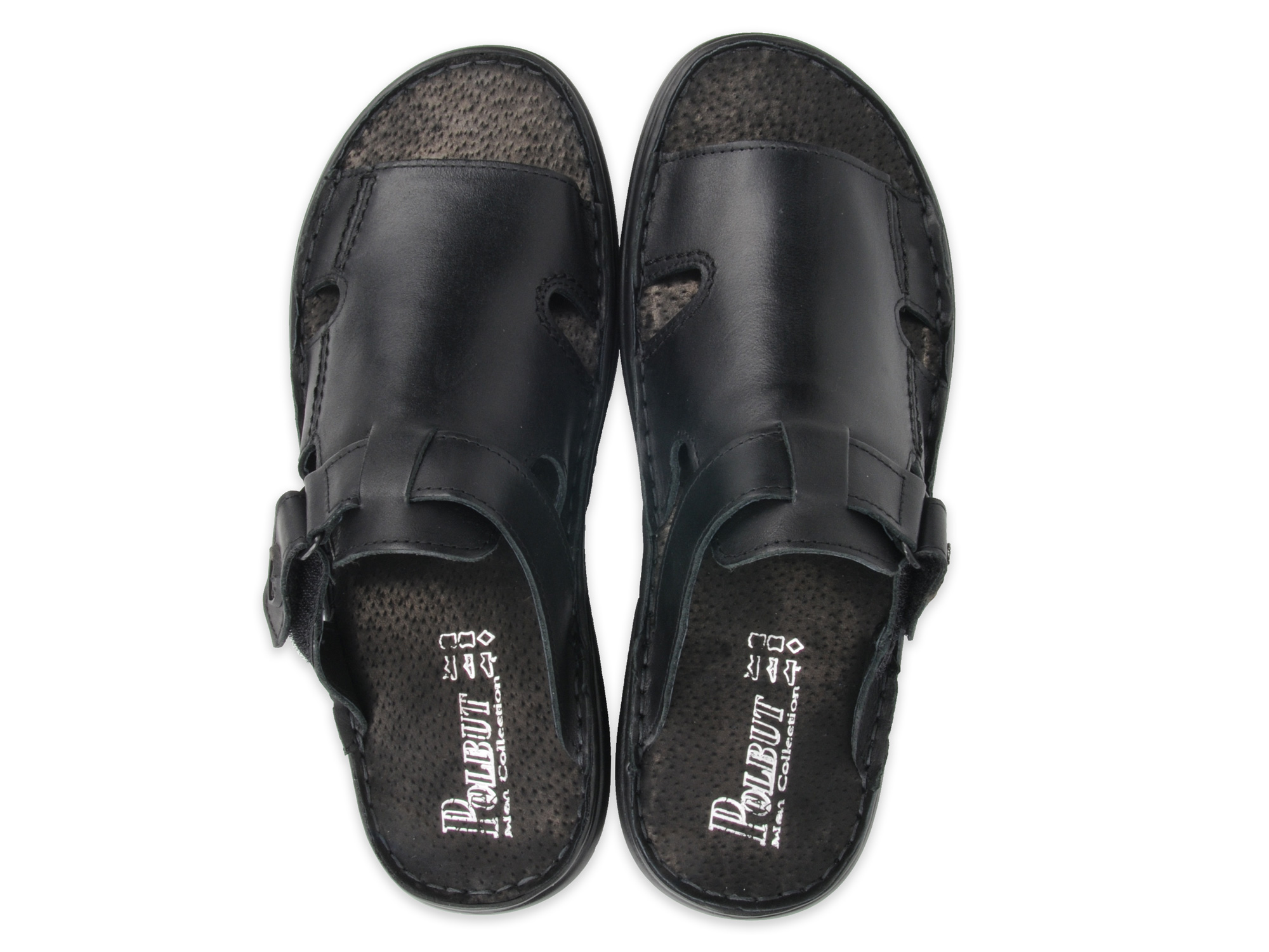 Solidne klapki ze skóry naturalnej PO4 polskie 42 Rozmiar 42