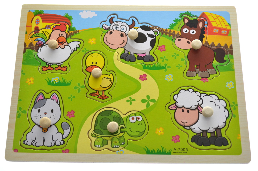 EDUKACYJNE DUŻE KLOCKI DREWNIANE ZWIERZĘTA DOMOWE Marka Pozostałe