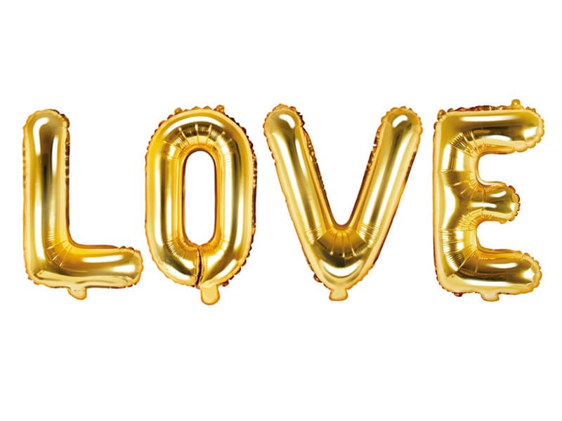 

Balony litery napis Love 35cm - złote