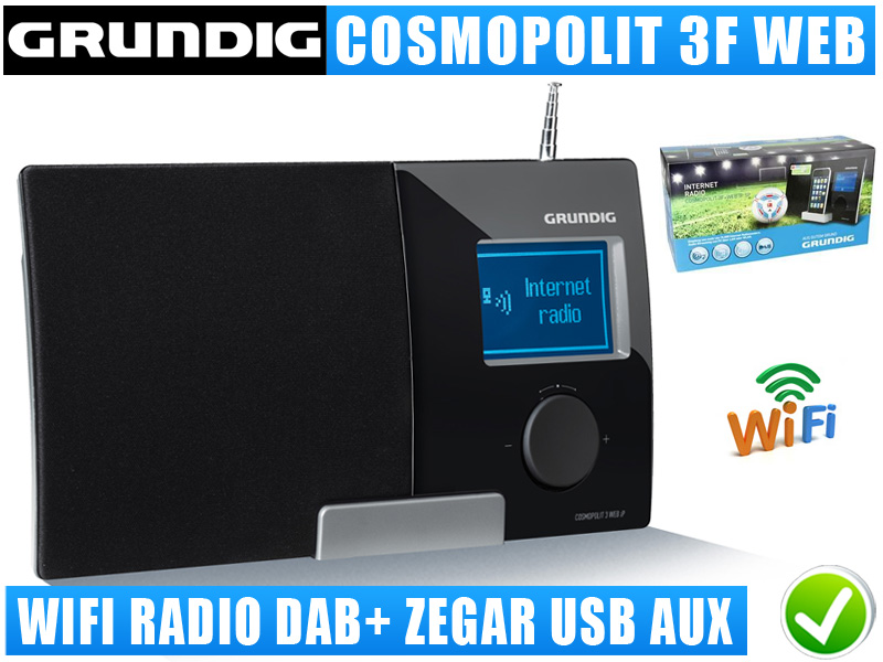 RADIO INTERNETOWE GRUNDIG 3F DAB+ USB BUDZIK PILOT Zasilanie sieciowe