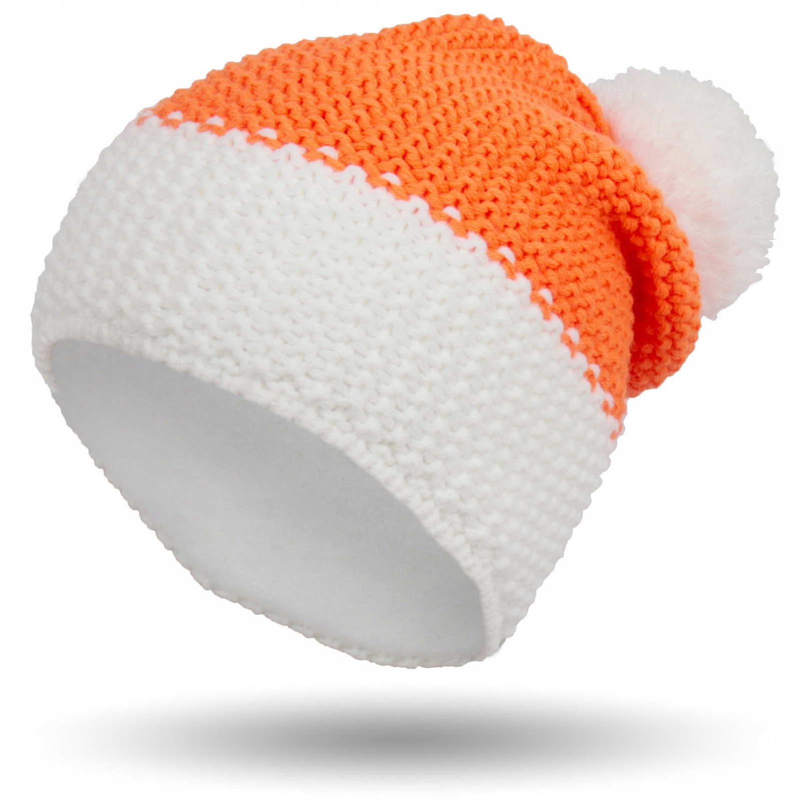 W264C ODBLASKOWA CZAPKA ZIMOWA DZIANINA Z POLAREM