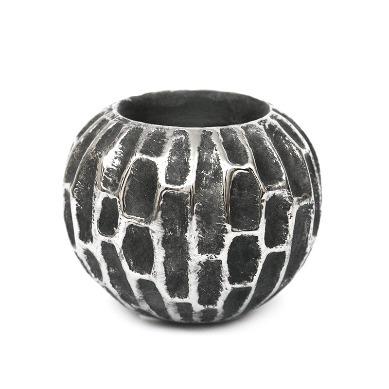 

Świecznik Srebrny Grafitowy 9cm Kula Tea Light
