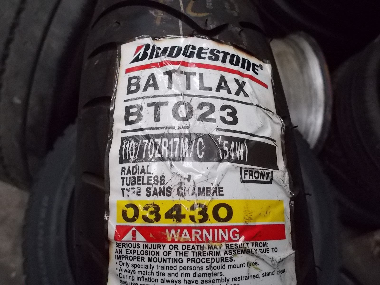 110/70R17 Bridgestone Battlax Bt 023F 2009 Nová
