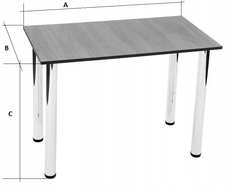 STÓŁ prostokątny 100x55 biały nogi chrom 71cm Kształt blatu prostokątny