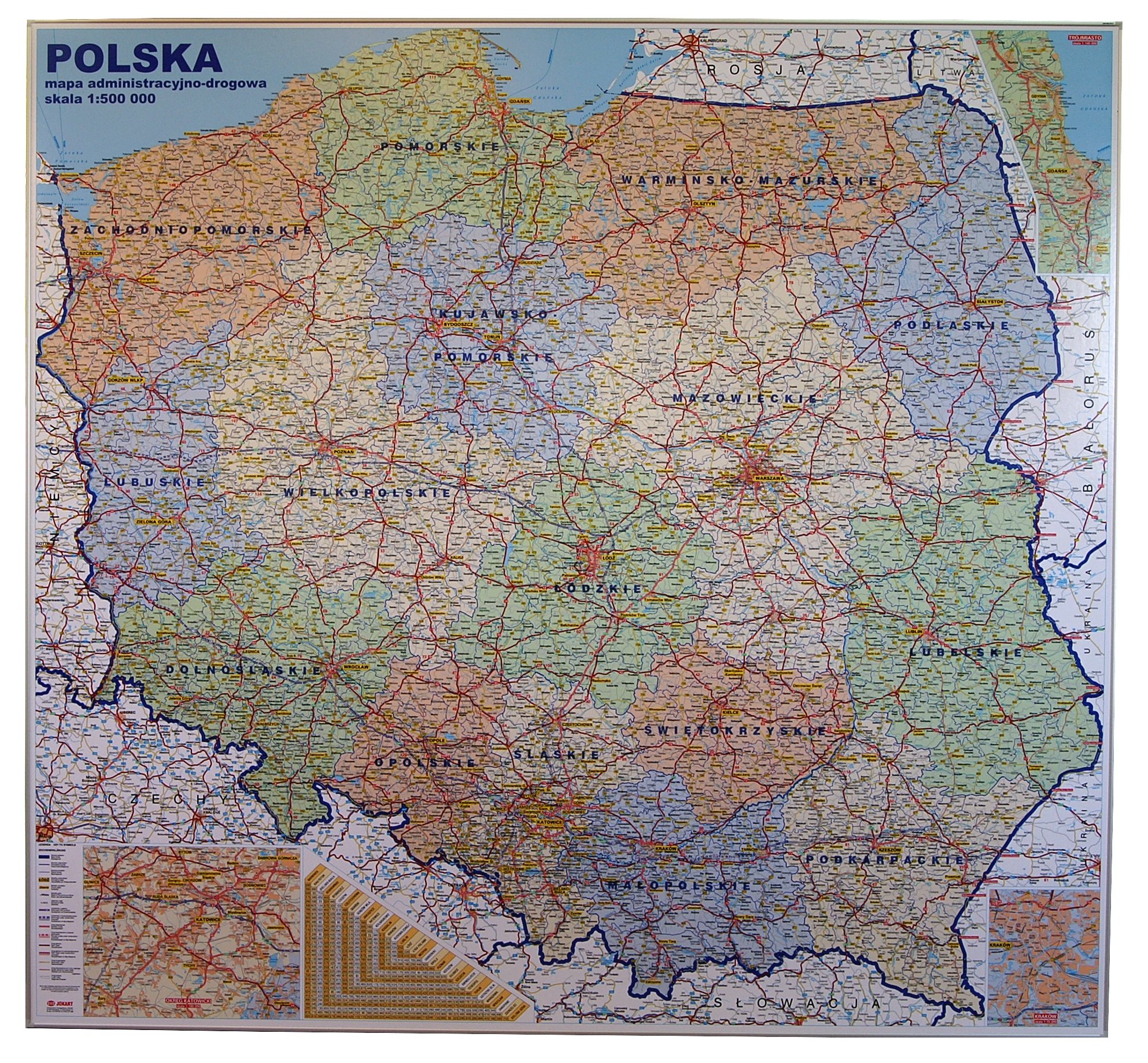 POLSKA MAPA ŚCIENNA MAGNETYCZNA ADM. - DROGOWA
