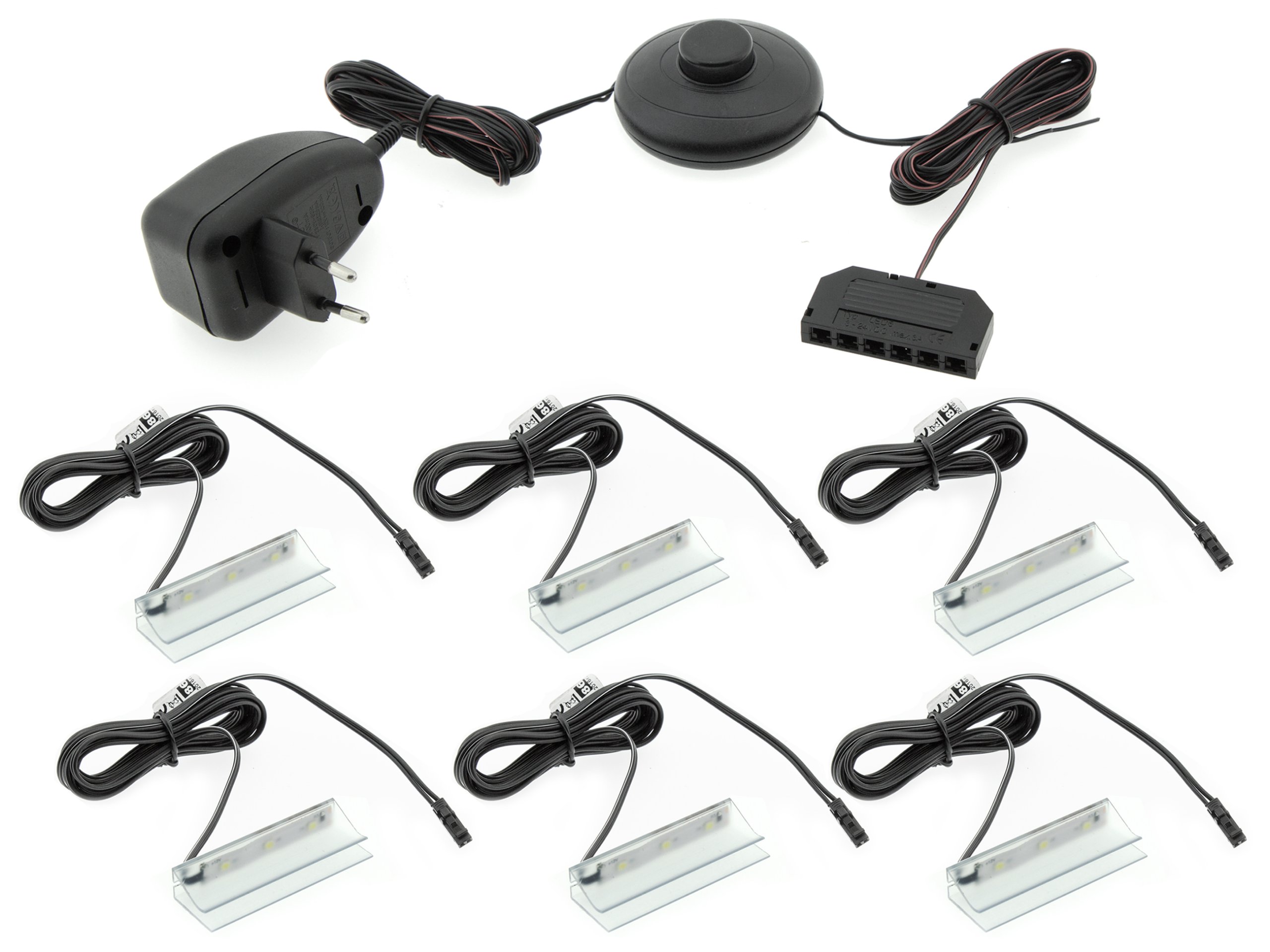 

KPL.6x Klips Pcv Led do szklanej półki +zasilacz