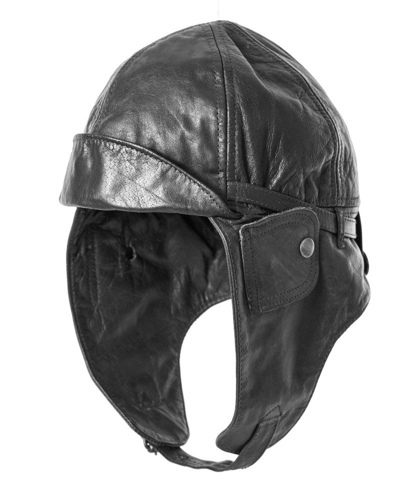 

Czapka pilotka Aviator, skóra, czarna. Rozm.L