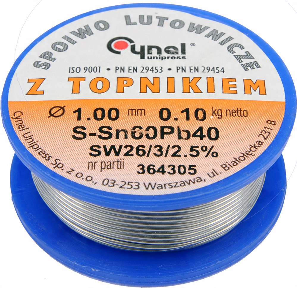 

Cyna Spoiwo Lutownicze Topnikiem 1mm 100g Cynel