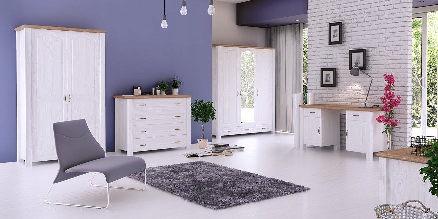 Drewniana Biała Komoda Merina 4 od PRODUCENTA Liczba szuflad Wieloszufladowe