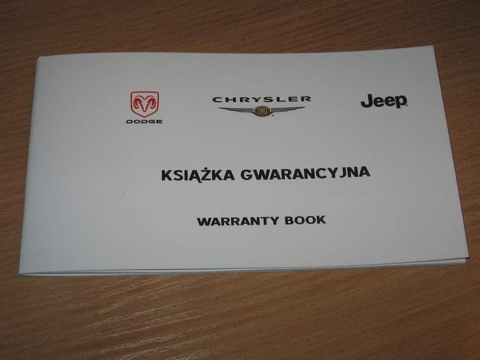 Chrysler Jeep Dodge сервисная гарантийная книга