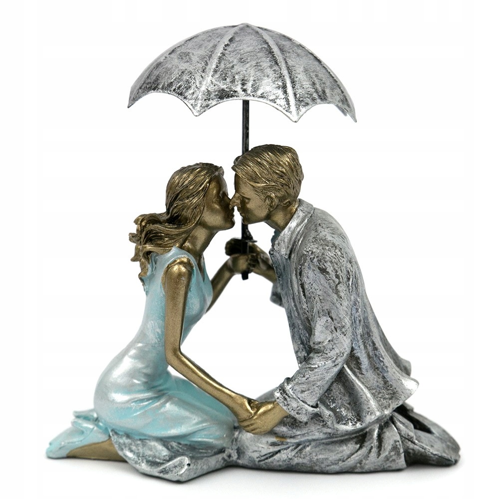 

Figurka Para Pod Z Parasolem Srebrna Złota 18x16cm