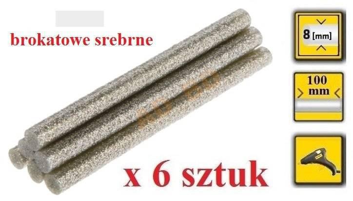 Klej DO PISTOLETU 8 mm SREBRNE brokatowe 6 szt. EAN (GTIN) 5902062000064
