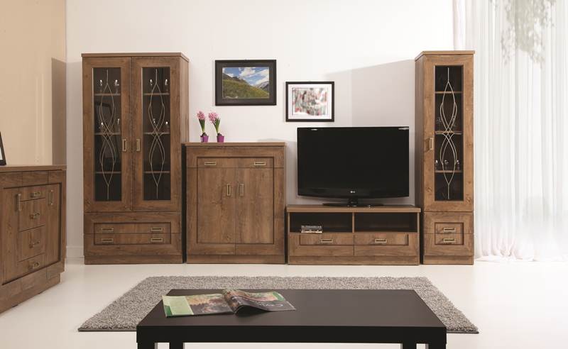 Witryna do salonu z szufladami TADEUSZ T10 Wysokość mebla 190 cm