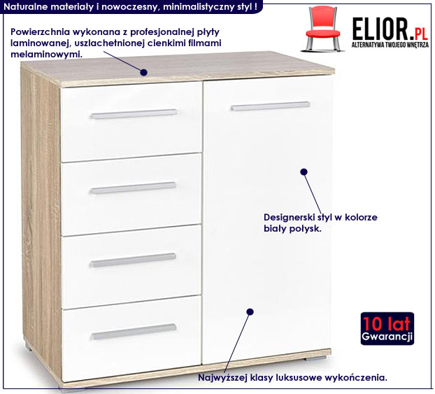 KOMODA BIAŁY POŁYSK === 4 SZUFLADY IKEA == OKAZJA Kod producenta HQ-984