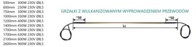 

600W, 2,2m Grzałka wulkainzowana, typ I i Więcej