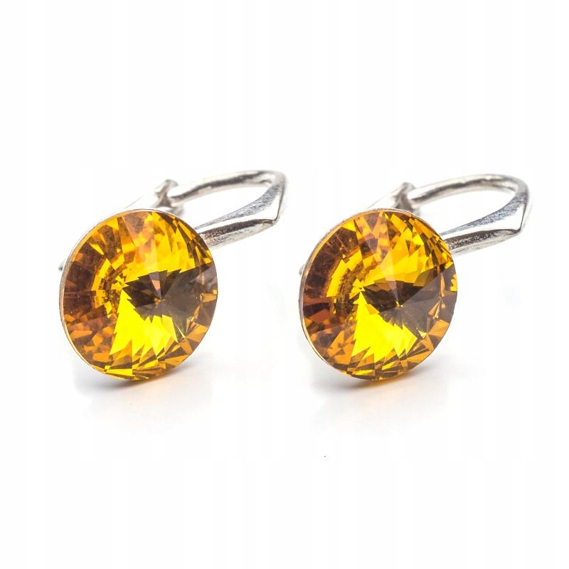 

Srebrne kolczyki 925 z kr. Swarovski Rivoli 8 Sunf