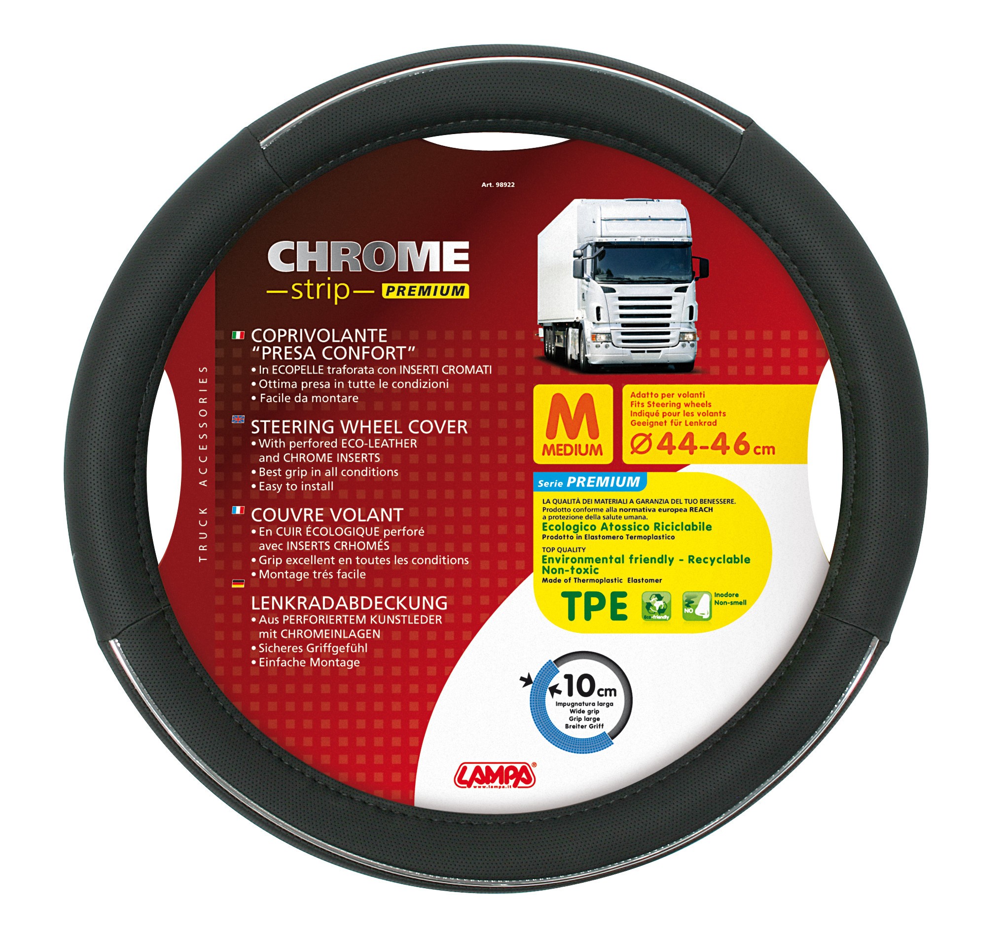 

Pokrowiec kierownicy czarny chrom 44-46 Tir