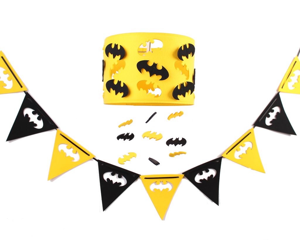 Lampa filcowa BATMAN żółta z czarnymi batmanami Płeć Chłopcy Dziewczynki