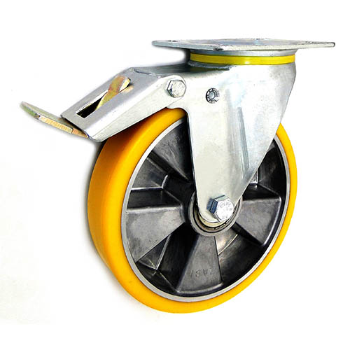 Kolečko 200 mm hliníkové-polyuretanové, otočné, brzda Nosnost 300 kg