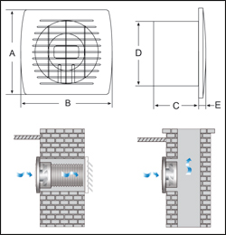 WENTYLATOR ŁAZIENKOWY 120 Timer INOX Kolor dominujący inny