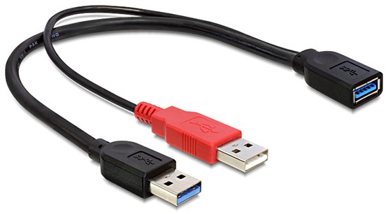 

Kabel podwójny typu Y 2x Usb Am USB3.0 Af 0,3m