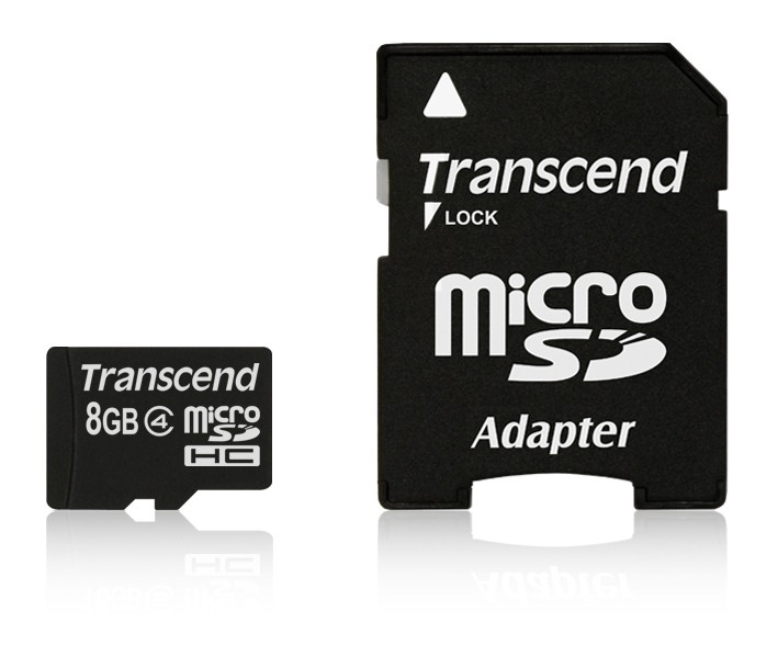 

Transcend 8 Gb micro Sd microSD Sdhc Class 4 +a Sd