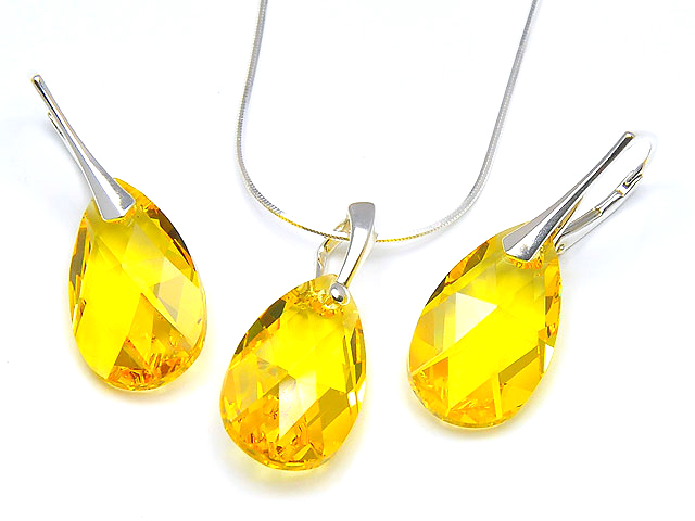 

Komplet Swarovski Light Topaz Łańcuszek Srebro 925