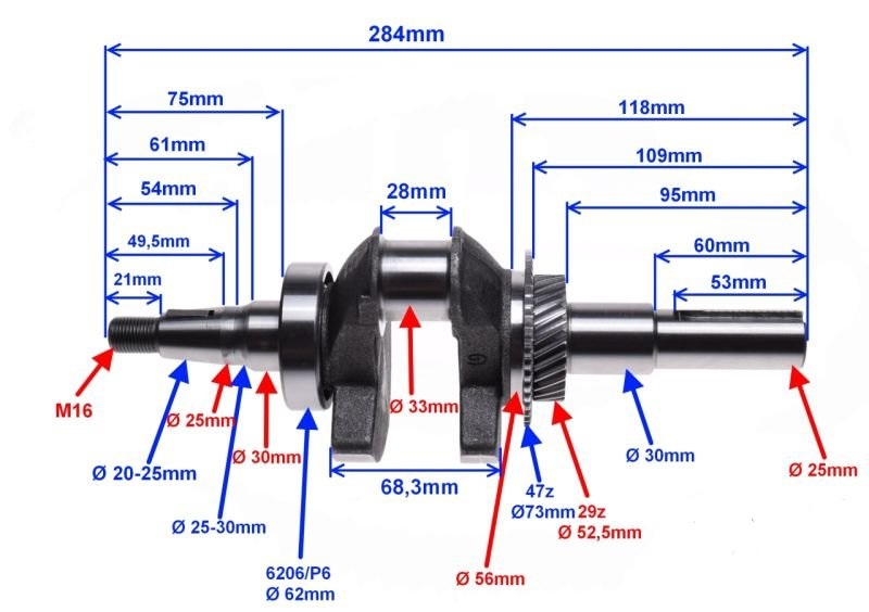 КОЛЕНЧАТЫЙ ВАЛ КАРТИНГ ДВИГАТЕЛЬ ДЛЯ HONDA GX270