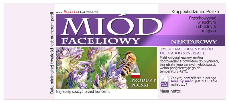 

Etykiety na Miód Faceliowy (100szt) wzór E1013