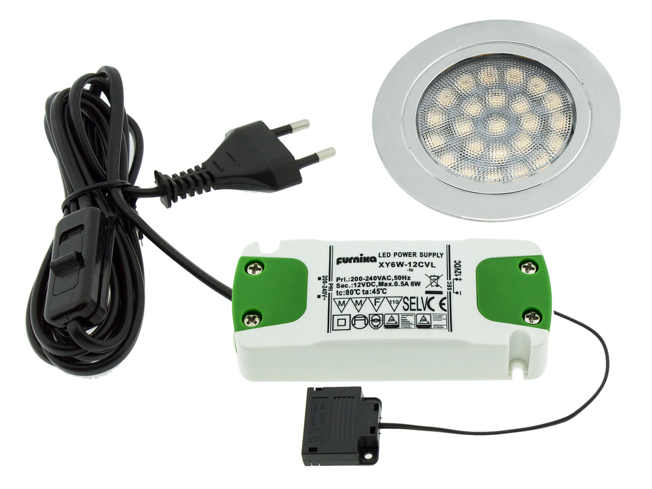 

Kpl 1x Round Led 1,8W 12V oczko sufitowe+zasilacz