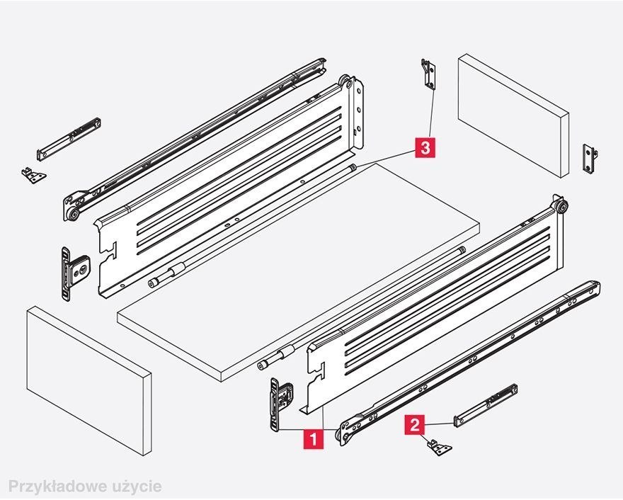 METALBOX metalowe boki do szuflady BIAŁE 500/118 Marka Strong