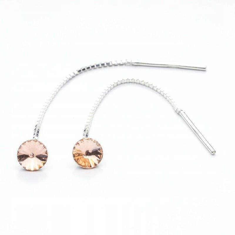 

Srebrne długie kolczyki z kr. Swarovski 6mm Lpeach