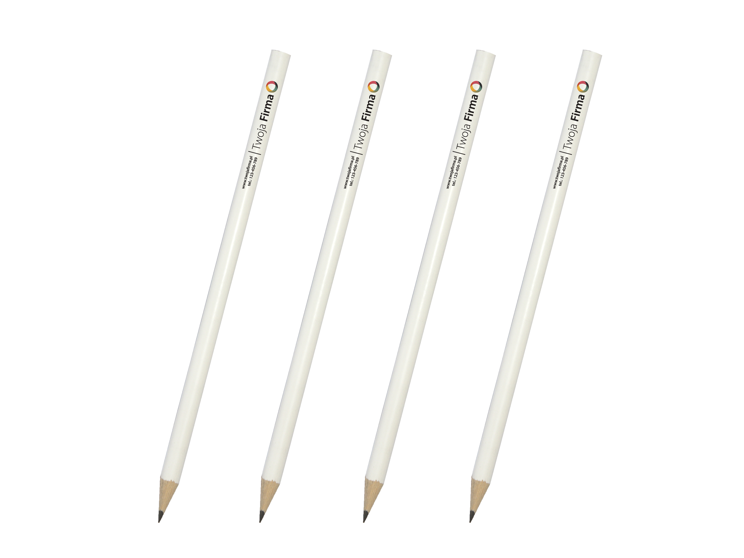 Biele ceruzky s vlastným tlačovým logom - plná farba
