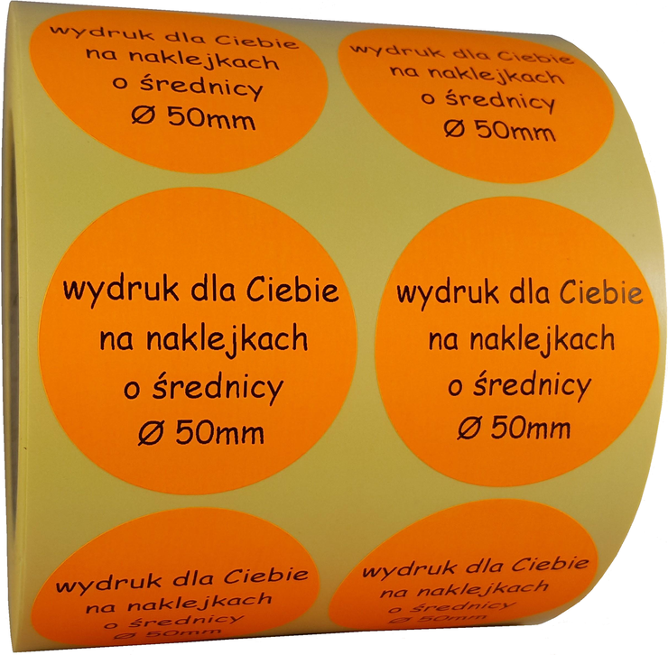 

pomarańczowe reklamówki naklejki 50mm