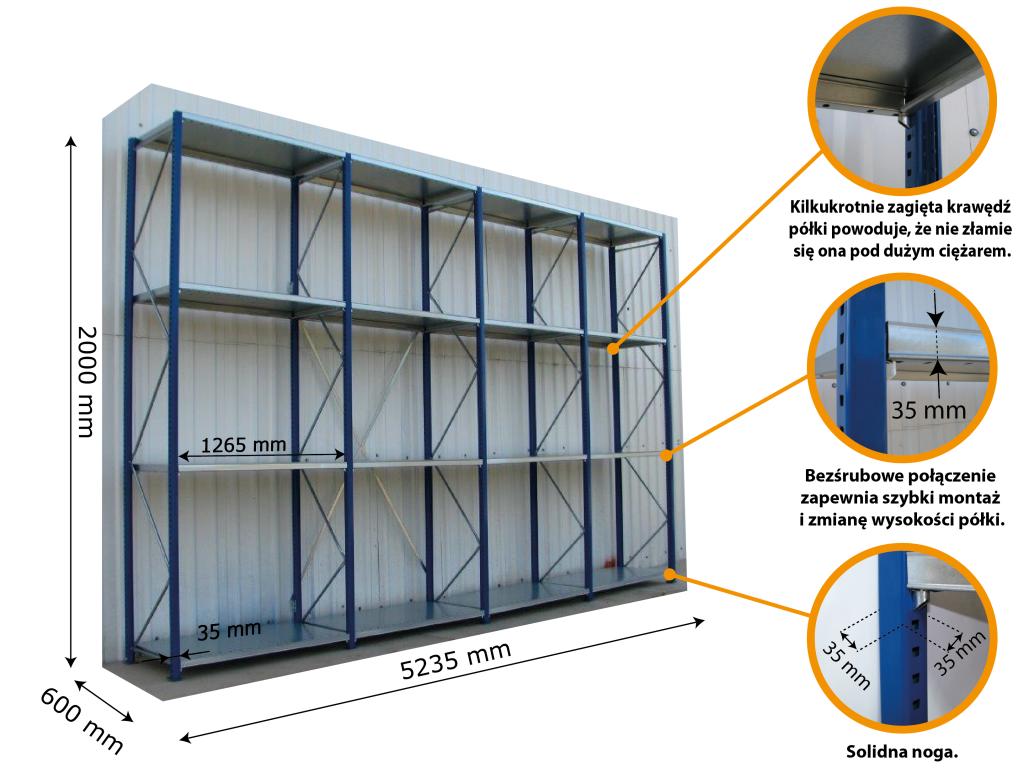 REGAL METALOWY M2 523x200x60 MAGAZYNOWY 16 POLEK Producent code Regaly polkowy M2