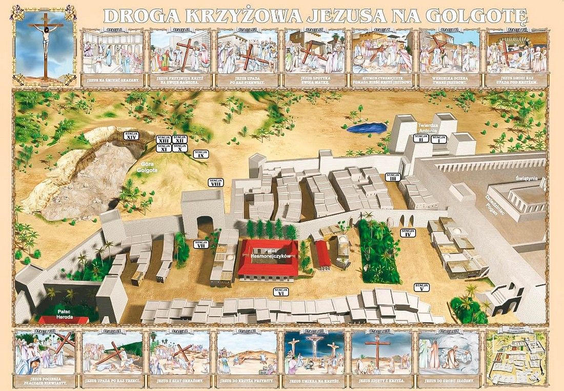 Droga Krzyżowa Jezusa Na Golgotę Mapa Ścienna