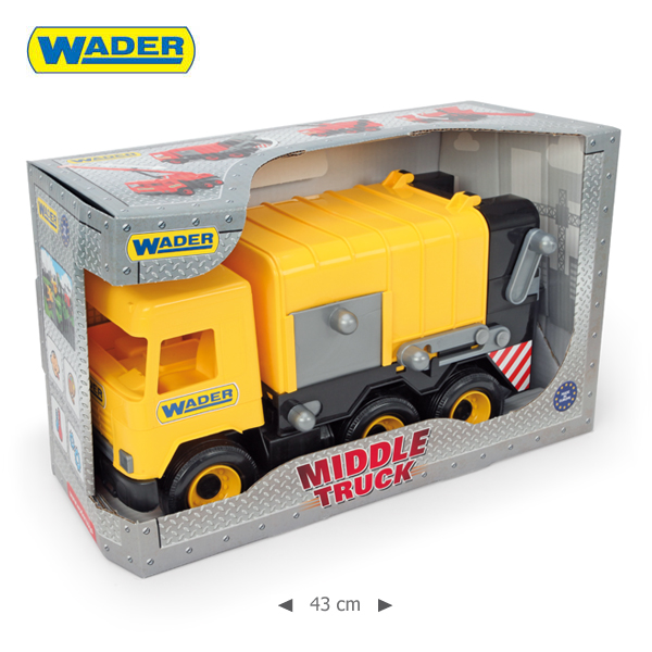 MIDDLE TRUCK ŚMIECIARKA ŻÓŁTA 43cm WADER 32123 Wiek dziecka 12 m +