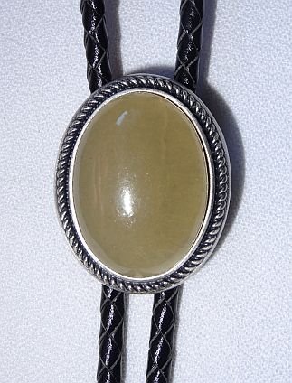 Bolo kravata westernová Topaz Žlutá se stříbrným lemováním, pletenina, přírodní kůže