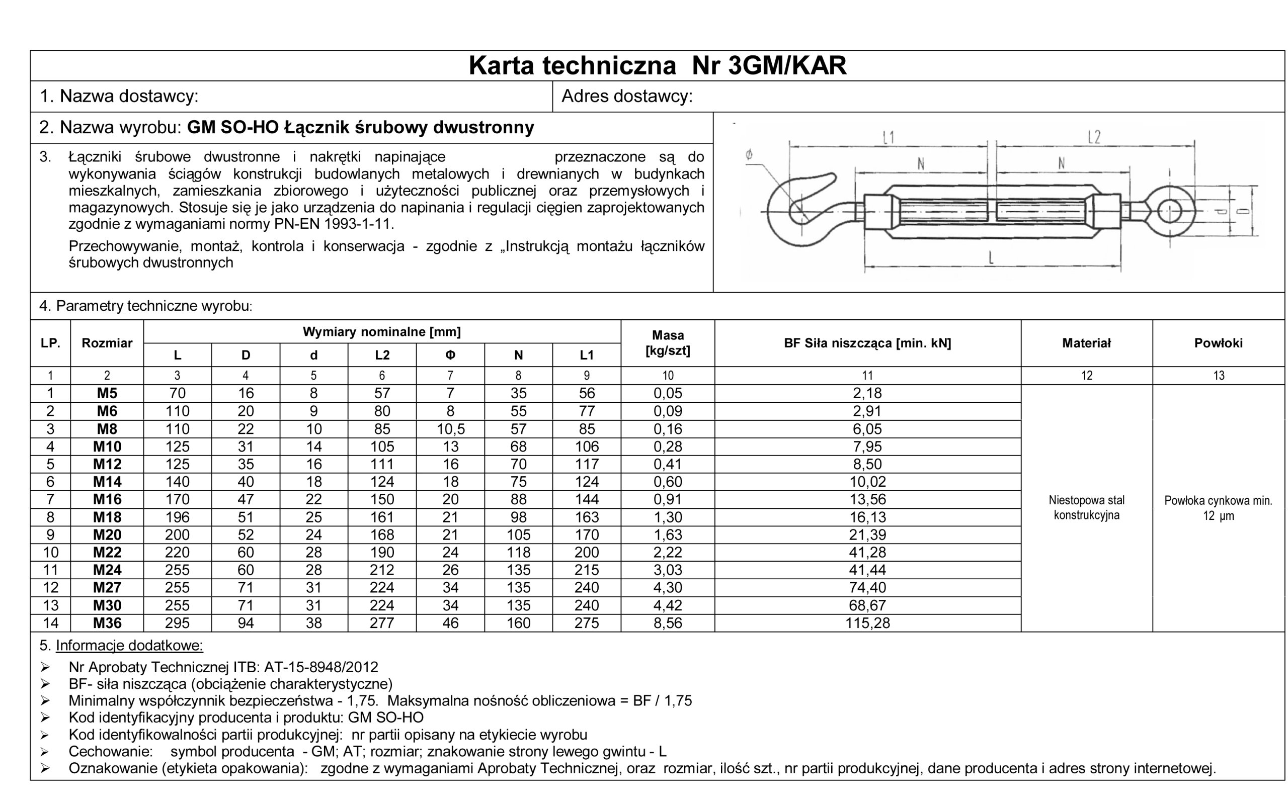 ŚRUBA RZYMSKA OKO-HAK DIN 1480 AT - M14 / 1 SZT. Kod producenta SROHM14A
