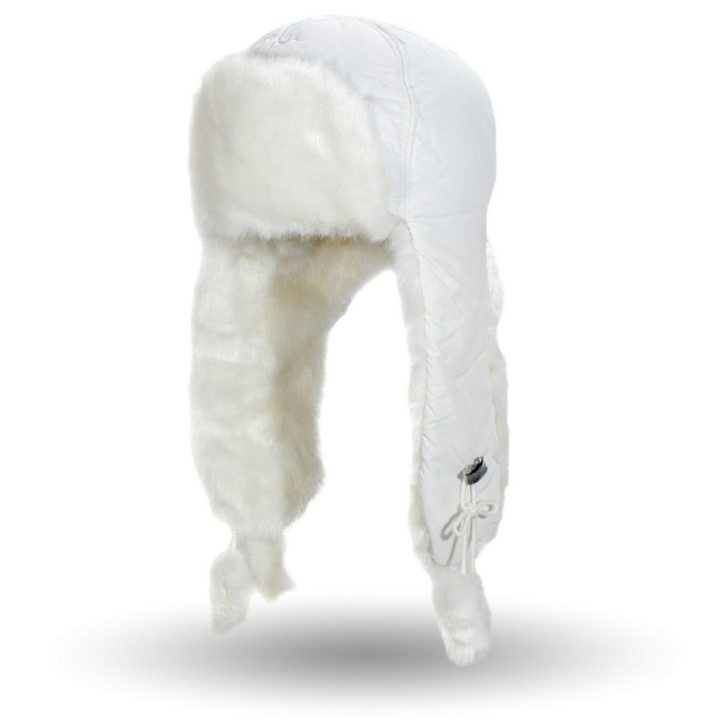 

W99A Zimowa Czapka Uszatka Jamnik Długie Uszy Biał