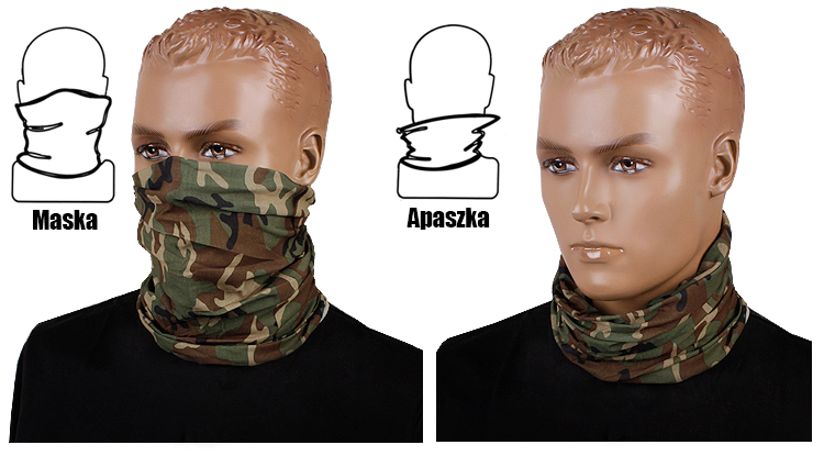 SZAL WIELOFUNKCYJNY Kominiarka Wojskowa WOODLAND Marka Mil-Tec