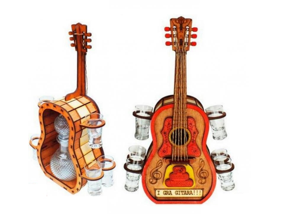 

Gitara Stojak Karafka Kieliszki Prezent Urodziny